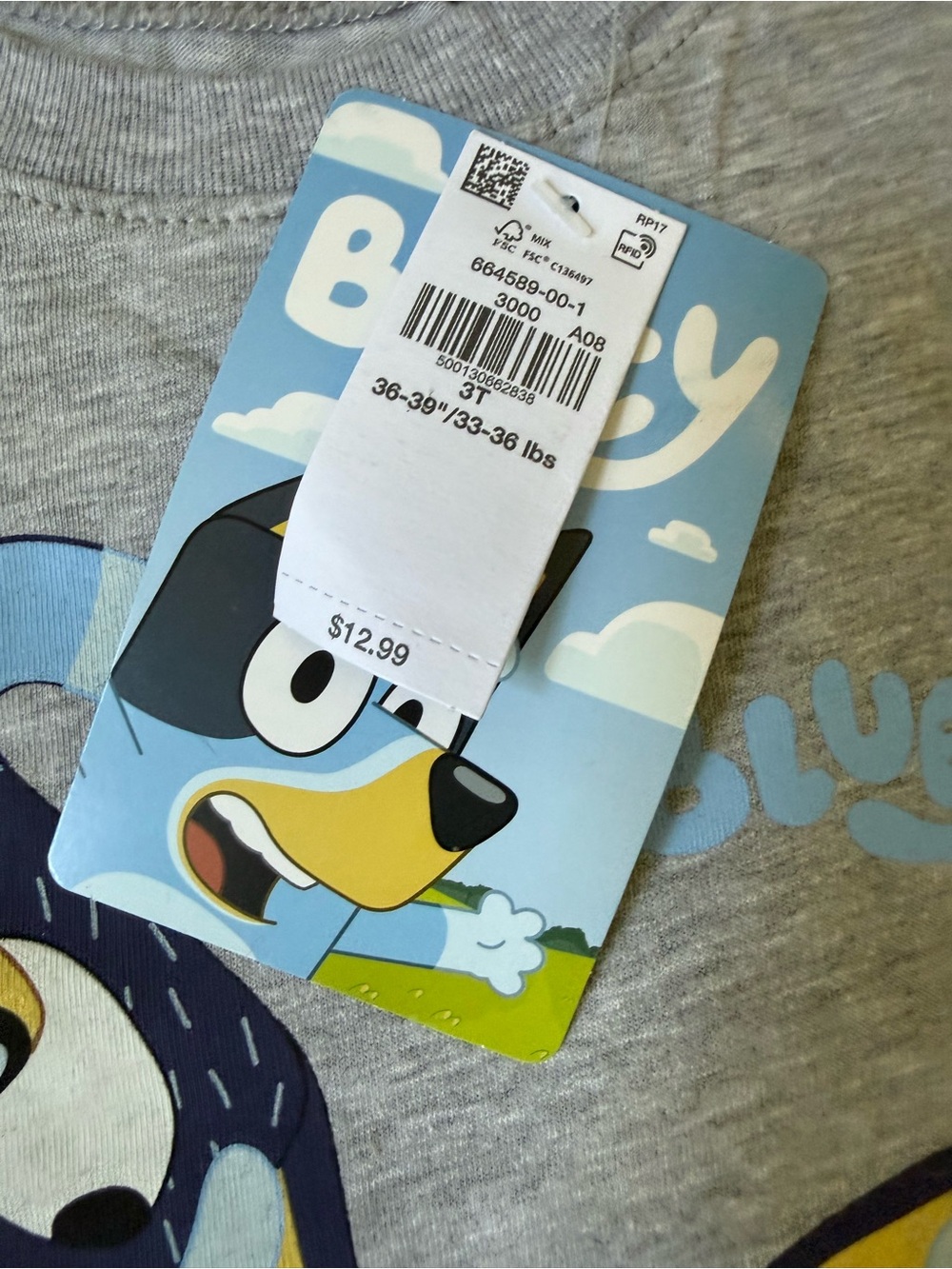 NWT OLD NAVY / BLUEY LIGHT GRAY GRAPHIC SHORT SLEEVE T-SHIRT SIZE 3T - Picture 4 of 5